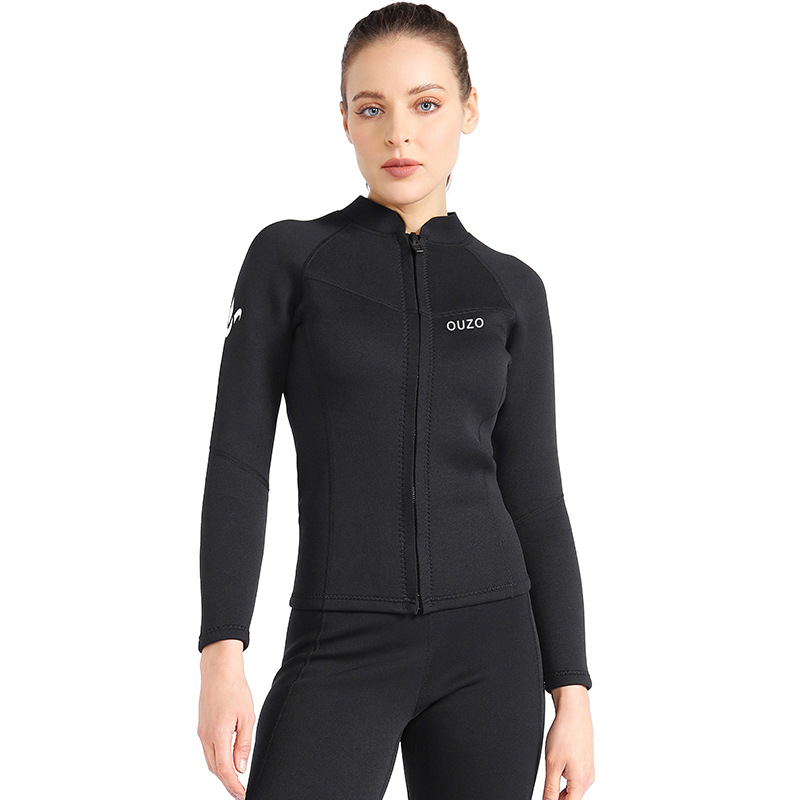 1.5mm CR Neoprene Women's Wetsuit Top | Long Sleeve Surf & Dive Jacket - Image 3